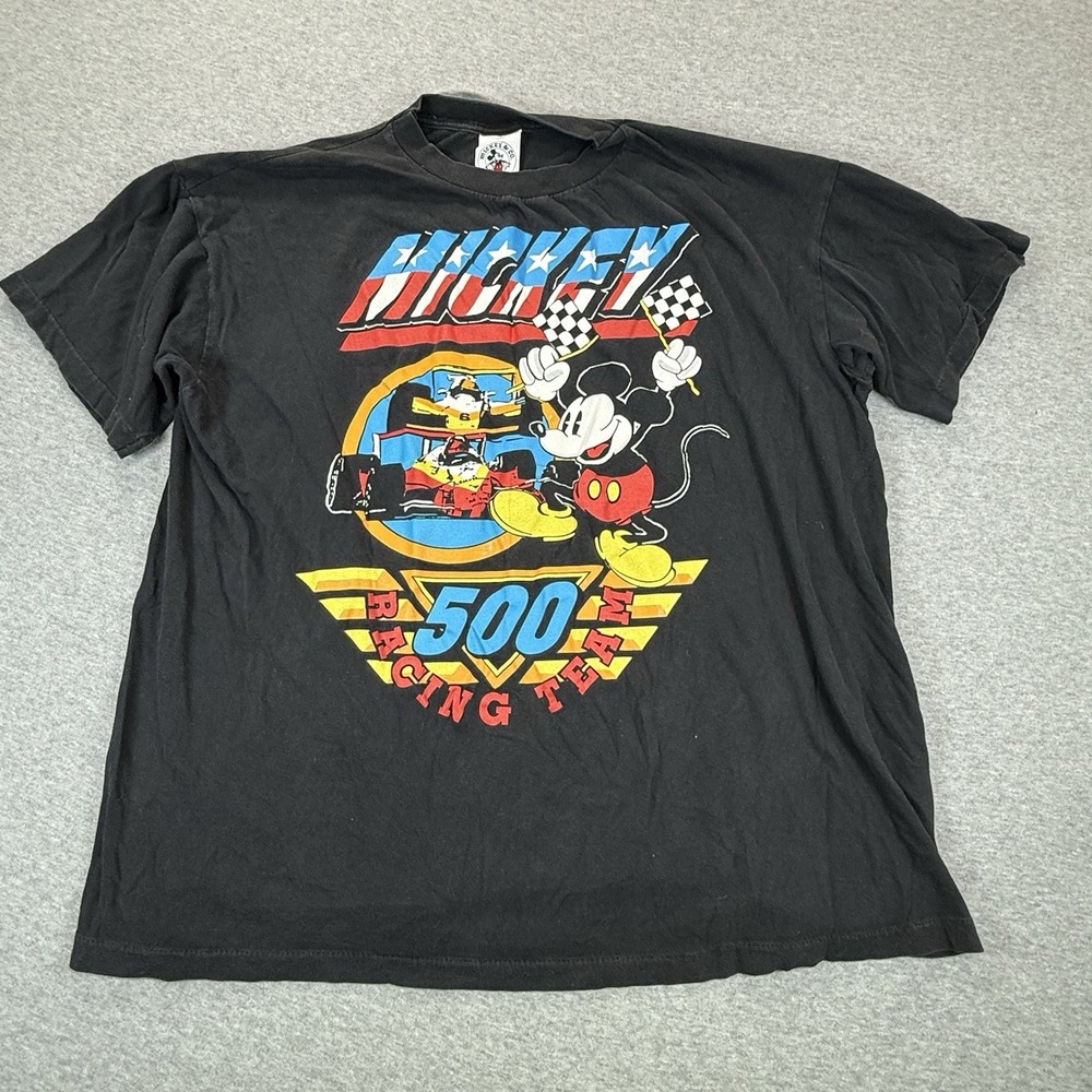 Vintage Mickey Mouse 500 Racing Team 90s Indy NASCAR Disney T-Shirt XL